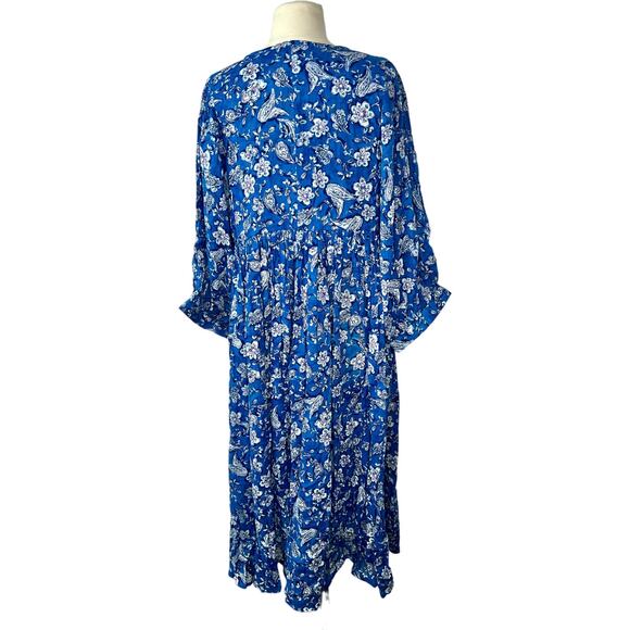 SUNDRY US Size XL /14 Blouson Sleeve Midi Cotton Dress New With Tags - Picture 2 of 15